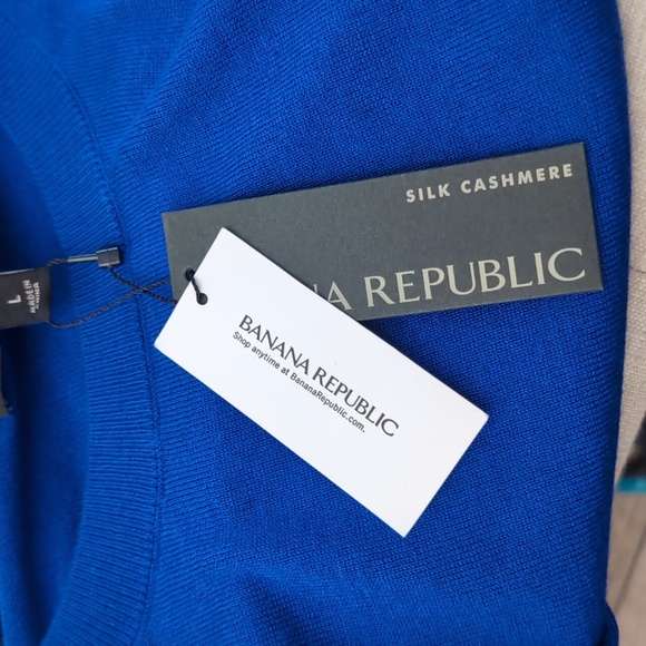 Banana Republic Royal Blue Silk Cashmere Sweater Large NWT - Picture 4 of 8